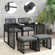 5-Piece Outdoor PE Wicker Patio Dining Set with Ottoman product