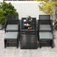 5-Piece Outdoor PE Wicker Patio Dining Set with Ottoman product