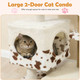 Modern Cat Tree with Two-Doors and Wide Upholstered Perch product