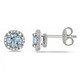 4/5 Carat (ctw) Ultra-Light Aquamarine and Diamond Halo Earrings  product