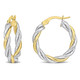 10K Yellow and White Gold Twisted Hoop Earrings (25mm) product