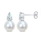 8.5-9mm Cultured Freshwater Pearl Earrings with Aquamarine product