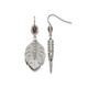 Stainless Steel Dangle Feather Earrings with Smoky Quartz product