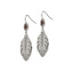 Stainless Steel Dangle Feather Earrings with Smoky Quartz product