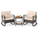 3-Piece Rattan Rocking Chair Set with 2-Tier Side Table product