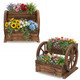 2-Tier Rustic Wood Wagon Planter with Drainage Hole product