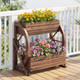 2-Tier Rustic Wood Wagon Planter with Drainage Hole product