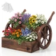 2-Tier Rustic Wood Wagon Planter with Wheels (1 or 2-Pack) product