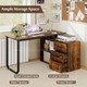 L-Shaped Desk with Power Outlet and Adjustable Shelf product