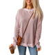 Isabelle Crew Neck Ribbed Trim Waffle Knit Top product