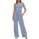  Women's Ruched Short Sleeve Top and Wide Leg Pants (2 Piece Set) product