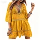 Deep V Neck Lace Embroidered Swimsuit Cover Up product