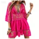 Deep V Neck Lace Embroidered Swimsuit Cover Up product