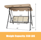 3-Seat 550-Pound Capacity Outdoor Canopy Patio Swing product