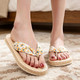 Women's Boho Floral Fabric Strap Flip-Flops product