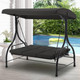 3-Seat Outdoor Porch Swing with Adjustable Backrest and Canopy product