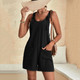 Women's Textured Knotted Strap Short Overalls product