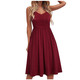 Women's V Neck Ruched Spaghetti Strap Midi Dress product