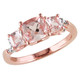 1.40 Carat (ctw) Morganite Three Stone Ring with Diamonds in Rose Plated Sterling Silver product