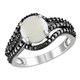 Opal 1.35 Carat (ctw) Ring with Black Diamond in Sterling Silver product