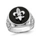 Men's Fleur De Lis Cubic Zirconia (CZ) and Black Onyx Ring in Sterling Silver product