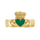 Ladies Claddagh Ring in Polished 14K Yellow Gold with Green Enamel product