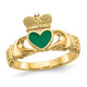 Ladies Claddagh Ring in Polished 14K Yellow Gold with Green Enamel product