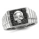 Men's Black Diamond 1/5 Carat (ctw) Polished Skull Ring in Sterling Silver product