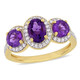 1.60 Carat (ctw) Amethyst Three Stone Ring with Diamonds 1/4 Carat (ctw) product