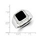 Men's Black Onyx Ring with Accent Diamonds in Rhodium Plated Sterling Silver product
