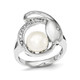 8mm Freshwater Cultured Button Pearl Ring with Synthetic Cubic Zirconia (CZ) product