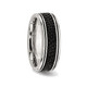 8mm Men's Stainless Steel Grooved Stingray Inlay Wedding Band Ring product