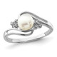 6mm Freshwater Cultured Button Pearl Ring in Sterling Silver with Accent Diamonds product