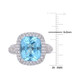 6.25 Carat (ctw) Cushion Cut Blue Topaz Ring with Lab Created White Topaz in Sterling Silver product