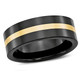 8mm Men's Black Ceramic Wedding Band Ring with 14K Yellow Gold Inlay product