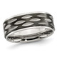 8mm Black Plated Stainless Steel Grooved Wedding Band Ring product