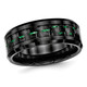 Ceramic Black with Green Carbon Fiber Beveled Edge Wedding Band Ring product