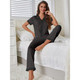 Women’s Cherry Print Ribbed Lace Pajama Set product