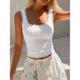 Women’s Lace Trim Ribbed Tank Top product