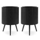 Fluted Metal Plant Pot with Stand (1- or 2-Pack) product