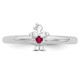 Sterling Silver Stackable Band Ring with Little Girl and Ruby Accent product