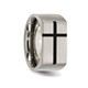 Men's Chisel Titanium 10mm Black Enamel Cross Brushed Wedding Band Ring product