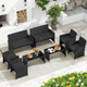 8-Piece Patio Conversation Set with Seat Cushions and Tempered Glass product