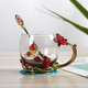 3D Enamel Rose Glass Cup with Exquisite Handle And Spoon product