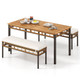 3-Piece Acacia Wood Patio Dining Set with Umbrella Hole and Cushion product