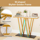 40” Gold Entryway Table with Faux Marble Tabletop and Golden Frame product