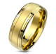 Men's Double Grooved Line Gold on Stainless Steel Ring product