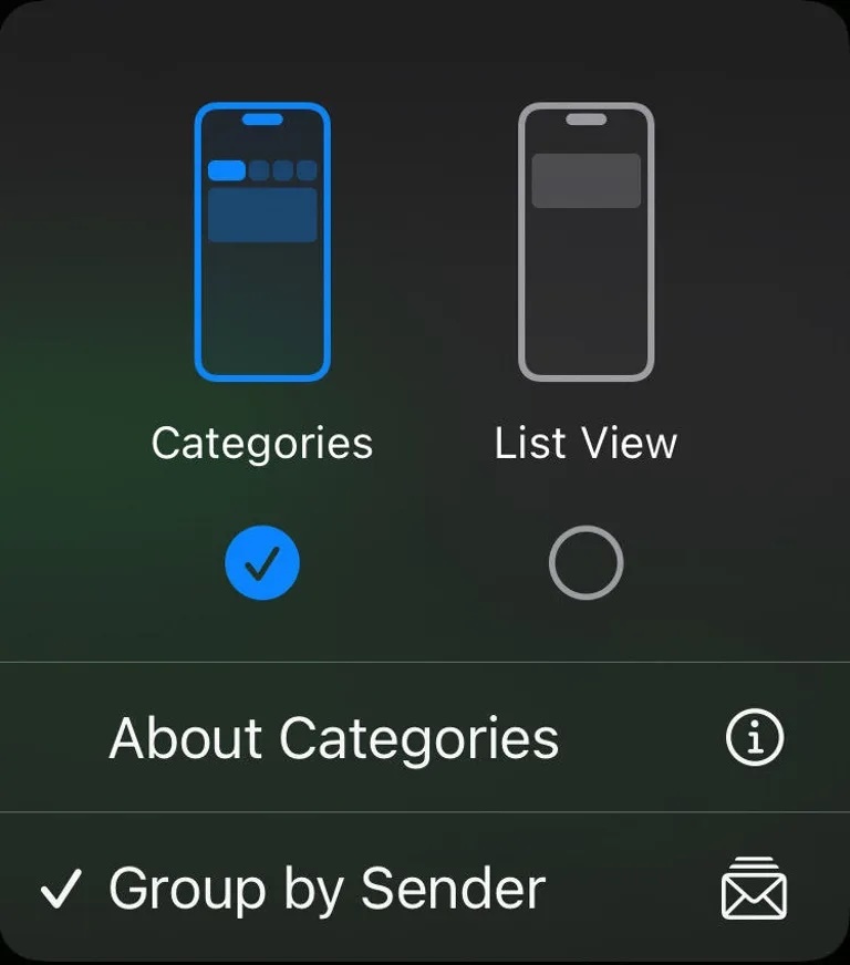 Mail App List View Menu