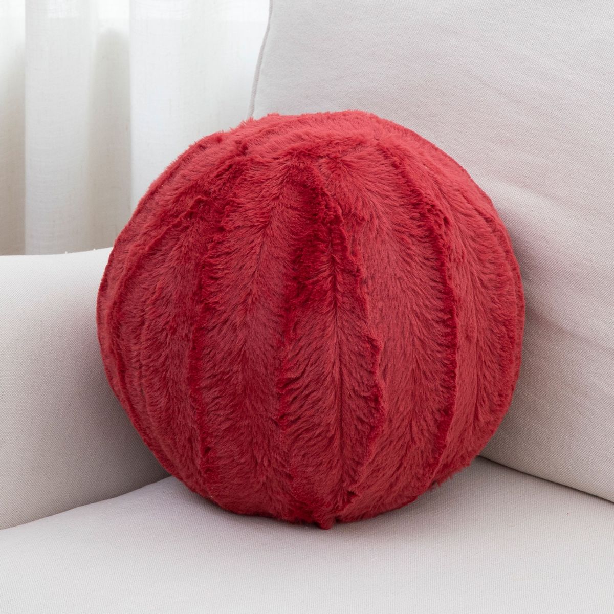 Cheer Collection Ultra Soft Ball Decorative Pillow, 10" x 10" - Maroon