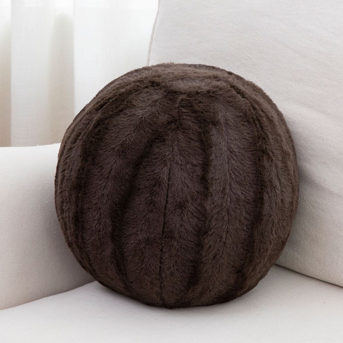 Cheer Collection&trade; 10-Inch Round Decorative Ball Throw Pillow - Chocolate